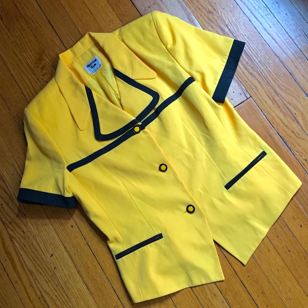 Vintage 1980s Yellow & Black Power Suit 2 Piece
